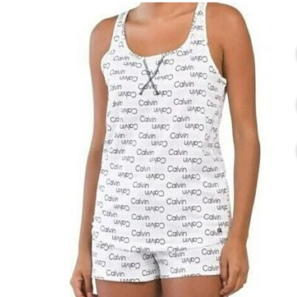 CALVIN KLEIN Women's 2-Pc Pj Soft Cotton Logo Print Lounge Sleep Set | XL